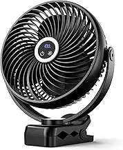 Koonie 10000mAh Portable Clip on Fan with LED Lantern and Hook, 8 inch Battery Operated Desk Fan, Quiet Camping Fan with LED Digital Display, 360 Rotation, 3 Speeds for Travel Tent Gym Treadmill