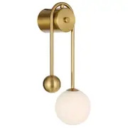 Felton Modern Wall Lights Hoop Antique Gold Opal White Glass Lighting Telbix