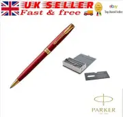 Parker Sonnet Red Lacquer Ballpoint Pen With Gold Trim Medium Nib Black Ink