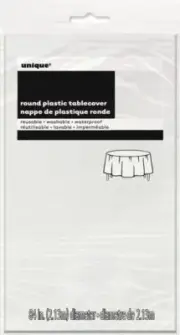 White Round Tablecloth Plastic Table Cover Cloth Waterproof Party Supplies 213cm