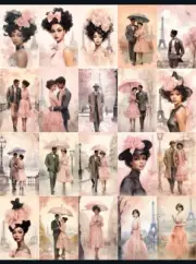 20 Pcs People Of Paris Tags Junk Journal Scrapbook USA Seller