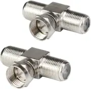 2 Pack 3 Way F Type Male To 2 Female Combiner Splitter For Tv Signal