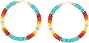 [CHILDWEET] 1 Pair Rice Bead Earrings Red Earrings for Women Statement Drop Earrings Beaded Statement Earrings Beaded Earrings Boho Earrings Post Earrings for Women Open Circle Earrings Miss