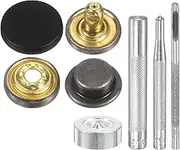 uxcell 24Set Leather Snaps Fasteners Kit 15mm Dia Brass Press-Stud Cap Button 2.8" Length Metal Snap Buttons with 4 Install Tools for Coat Bag Leather Marine Boat Canvas, Matte Black