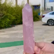 142G Natural Pink Rose Crystal Obelisk Quartz Tower Healing