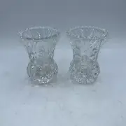 Set Of 2 Lead Crystal Toothpick / Candle Holder 3.5 Inches