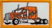 ORANGE TRUCK Color Patch W/ VELCRO® Brand Fastener Truck Emblem Gold Border #8