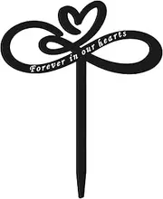 Fumete Heart Memorial Plaque Stake, Forever in Our Hearts Memorial Stakes, Cemetery Decorations for Grave, Sympathy Grave Markers Decoration for Mom Dad Friend Cemetery Outdoors Garden Yard(Black)
