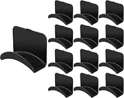 Wonderjune 12 Pcs Headphone Wall Hangers Adhesive Gaming Headset Holder Hooks for Wall Mount Strong Universal Stand Hooks for Most Headphone Controller, Hat, Baseball Caps, Closet, Door (Black)