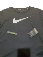 Nike Women's Miler Top Dry-Standard Fit Nike Running Shirt Black/Grey NWT Medium