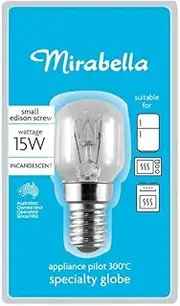 Mirabella 15W SES Appliance Pilot Globe Bulb, Clear