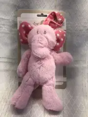 New Girl's 8" Kellybaby Plush Pink & Polka Dot ELEPHANT Rattle Clip-On Hang Toy