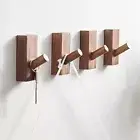 Wood Wall Hooks Hat Rack, Wooden Coat Hooks Wall 8Pack Rectangle-Black Walunt