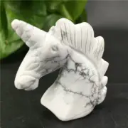 2" Natural howlite quartz unicorn skull carved crystal gem reiki healing 1pc