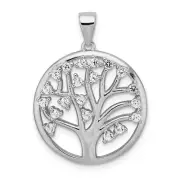 Silver Created White Sapphire Tree of Life Pendant QP4903