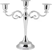 3 Arms Metal Candelabra Candlestick Silver Retro Candle Holder for Wedding Event and Home Decoration, Exotic Style, Suitable for Candlelight Dinner (Silver)