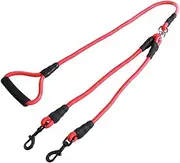 Happyyami Double Head Pet Traction Strap Outdoor Pulling Rope for Dog Training Durable and Comfortable Design for Walking and Camping Red