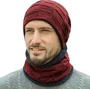 [OZ SMART Australia] Beanie and Neck Scarf Combo – Thermal Fleece Winter Hat & Neck Warmer Set for Men, Women & Kids | Warm Wool Knit Ski Cap, Skull Style Snow Hats for Cold Weather