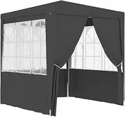 vidaXL Professional Party Tent - 2.5x2.5m Anthracite Garden Marquee with Side Walls, UV & Water-Resistant Polyethylene, Decorative Windows, Zip Door