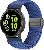 Folavii 18mm Magnetic Braided Nylon Band Compatible with Garmin Venu 3S/Venu 2S/Vivoactive 4S/Vivomove 3S/Forerunner 255S/Forerunner 265S, Quick Release Stretchy Strap for Women Men