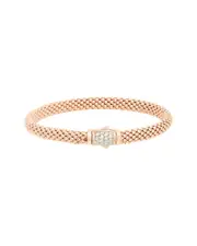 Meshmerise 0.20 ct. tw. Diamond 18K Rose Gold Over Silver Bangle Bracelet