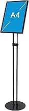 Floor Display Stands,A3 Sign Holder Stand Pedestal Poster Stand, A4 Heavy Duty Alloys Sign Holders, Snap Open Poster Frame Adjustable View Angle, A2 Oriented Signage A4