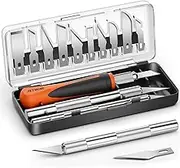 JETMORE 16 Pcs Exacto Knife Set, 3 Craft Knife and 13 SK5 Steel Blades, Precision Hobby Knife for Carving, Modeling, DIY, Scrapbooking, and Art Projects