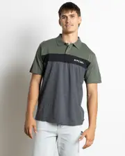 [Rip Curl] Rip Curl Men's Undertow Panel Polo Shirt in Dark Olive Green Size Large L Dark Olive Green
