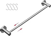 Adjustable 16 to 27.6 Inch Single Bath Towel Bar,ZUEXT Chrome Finished Stainless Steel Towel Holder Hanger,Wall Mount Retractable Hand Towel Rod for Bathroom Kitchen,1" Tube Towel Rail Rack w/ S Hooks