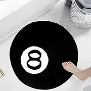 8 Ball Rug, 60cm/80cm/100cm Round 8 Ball Carpet Non Slip 8 Billiards Rug Absorbent Billiard Carpet Machine Washable 8 Ball Floor Rug Warm 8 Ball Bath Mat for Living Room Bedroom Bathroom (Black 100cm)