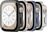 4 Pack Case with Tempered Glass Screen Protector for Apple Watch 45mm,[Touch Sensitive] [Full Coverage] Protective Cover with Built in Screen Protector for iWatch Series 9 8 7 45mm,Matte-4Pack A