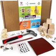 Ash & Co Woodworking Kit for Kids | Carpentry Set for Children | Learn How to use Hammer and Nails | Woodwork Project Kits with Video tutorials | Tools Included