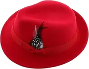 [Yardenfun] Men's Hat Flat Top Fedoras for Men Women Warmth Dress Hat Fashionable Stylish Accessory for Seasons Red