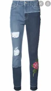 Rare! $NWT Dolce & Gabbana Embroidered Distressed Skinny Patchwork Jeans, 40IT
