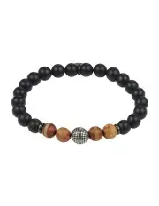 [Cudworth] Agate & Earth Stone Antique Steel Bead Bracelet in Black