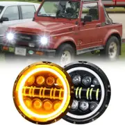 2x For 1986-1995 Suzuki Samurai 7inch Round LED Headlights Hi/Lo Sealed Beam (for: Suzuki)