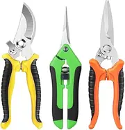 Generic 3Pcs Stainless Steel Garden Pruning Shears Plants Trimming Scissor Set (Green C)