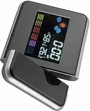 LED Projection Alarm Clock Weather Projector for Home Office Digital Calendar (Black)