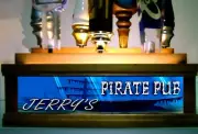 Personalized SUNKEN PIRATE SHIP 7 tap handle display W/ LIGHTED BAR SIGN