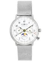 Zeppelin LZ 129 Hindenburg Moon Phase Day/Date Silver Dial Z7037M1 Ladies Watch
