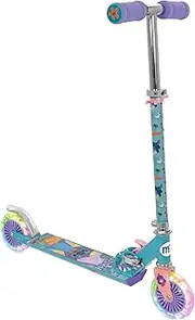 Disney Stitch Scooter for Girls and Boys | Folding Inline 2 Wheel Kids Scooter with Light Up Wheels l Adjustable Height - Age 5+