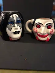 Billy the Puppet / Kiss Spaceman glossy ceramic cups