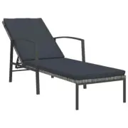 Garden Outdoor Lounger with Cushions Patio Sun Pool Chair Recliner Rattan Grey