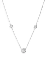 Roberto Coin 18K White Gold Diamond by the Inch Diamond Bezel Station Necklace, 16-18