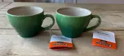 Le Creuset Stoneware Set of 2 Bistro Mug/Giant Cappuccino, 14oz Bamboo Green NEW