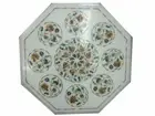 18" Marble Coffee Table Top White Marble Stone Inlaid Marquetry Pietra Dura Gift