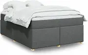 Queen Bed with Mattress, Light Grey Fabric - Box Spring Bed Frame, Queen Size Mattress, Bedroom Furniture, Comfortable Platform, Slat Support, Foldable Base