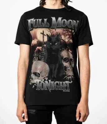 Killstar Full Moon T-Shirt Goth Rocker Grunge Unisex Skulls Cat Punk KSRA005925