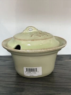 casafina madeira harvest sage green sugar bowl & lid