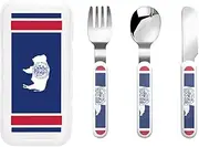 Wyoming State Flag 3 Piece Set For Camping Stainless Steel Flatware, Spoon, Fork, Knife, Ideal For Outdoor